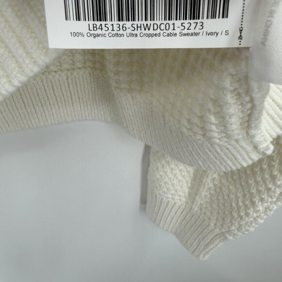 Quinn’s Organic Cotton Ultra Cropped Cable Knit Sweater In Ivory Size S Women’s - Picture 7 of 7